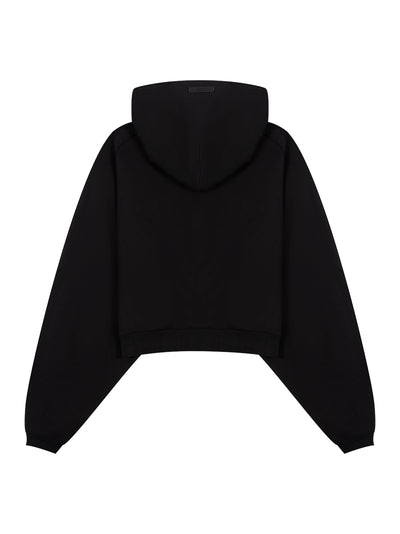 Fleece Cropped Hoodie (Black)