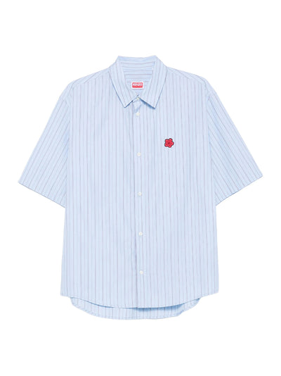 Boke Flower Short Sleeve Shirt  Sky Blue