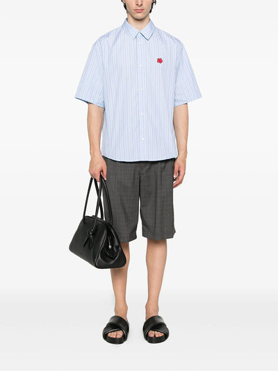 Boke Flower Short Sleeve Shirt  Sky Blue