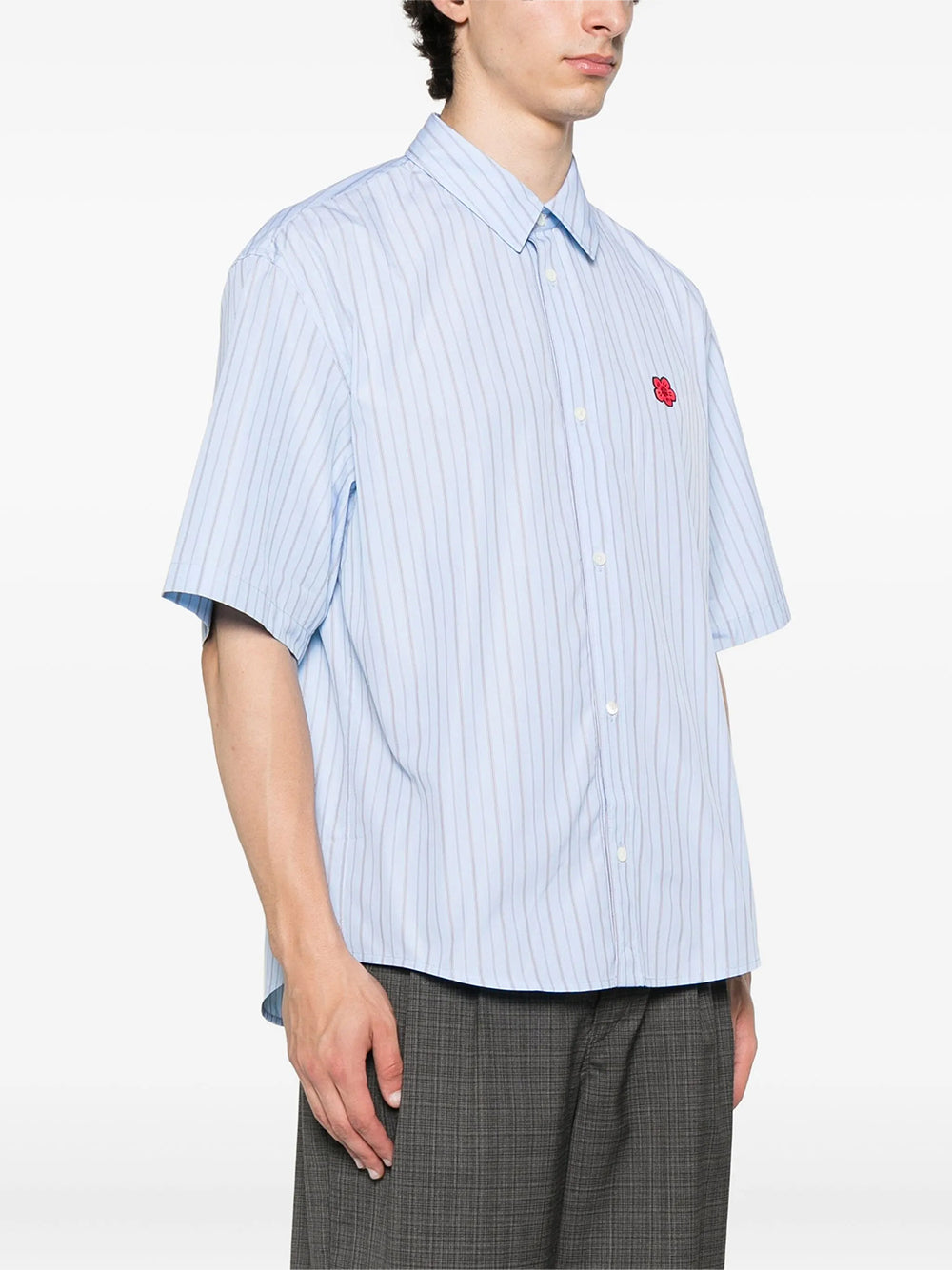 Boke Flower Short Sleeve Shirt  Sky Blue
