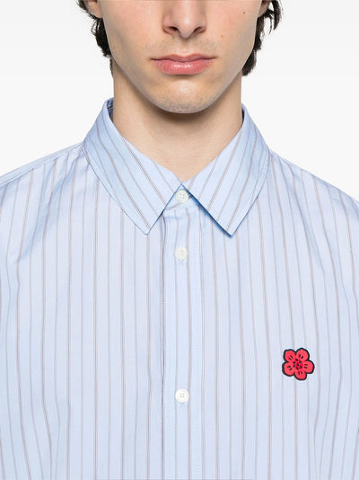 Boke Flower Short Sleeve Shirt  Sky Blue