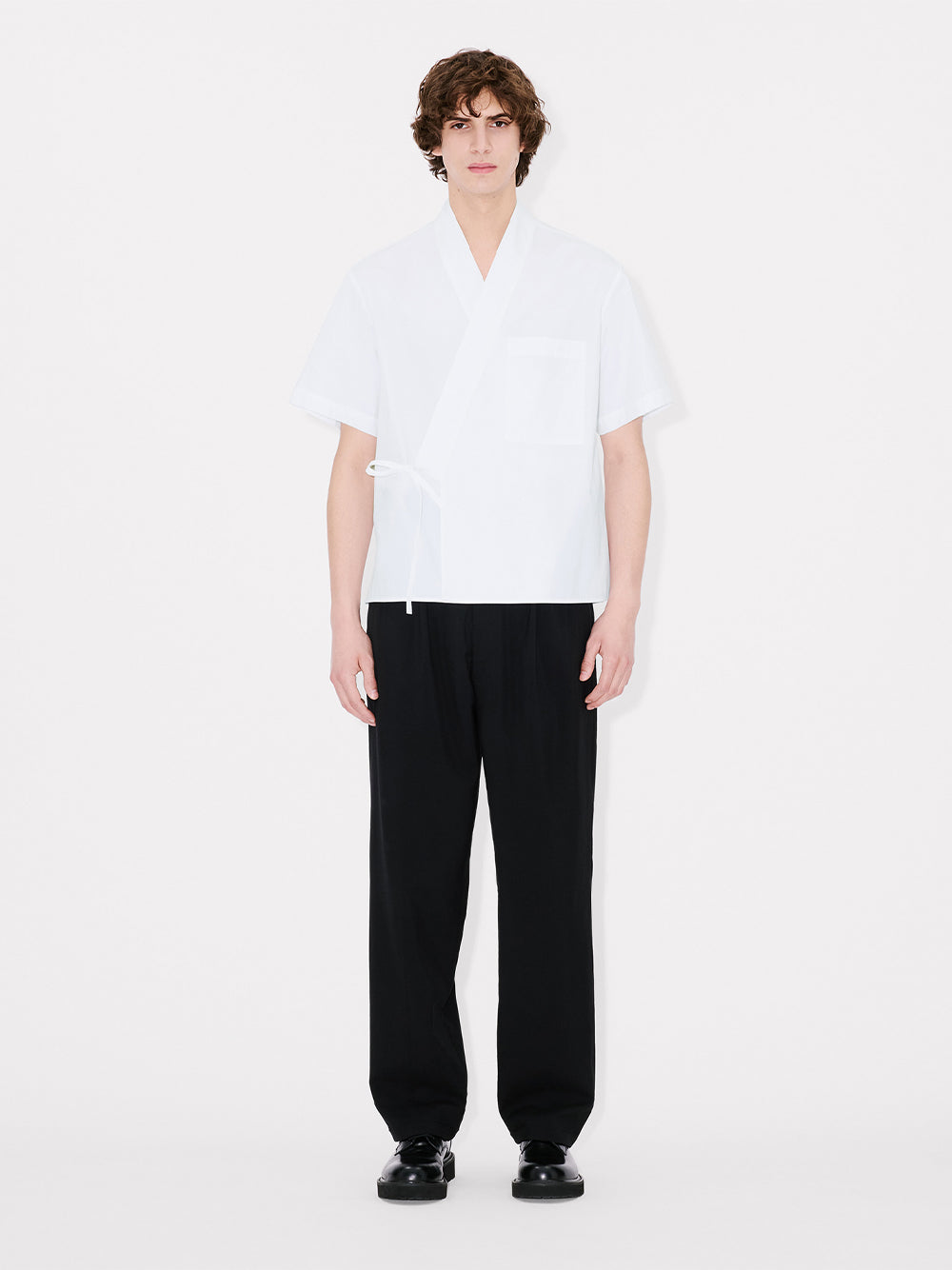 Kenzo Elephant Logo Kimono Short Sleeve Shirt White