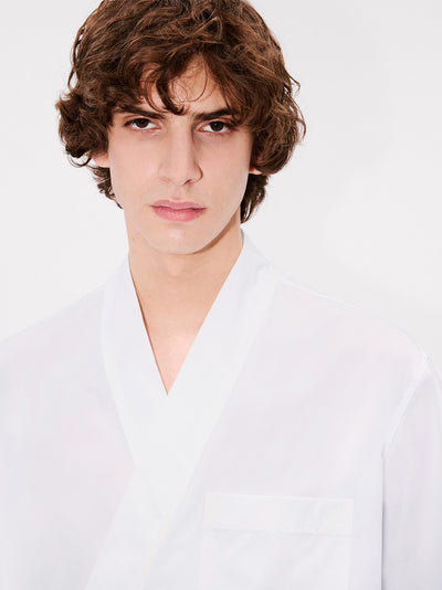 Kenzo Elephant Logo Kimono Short Sleeve Shirt White