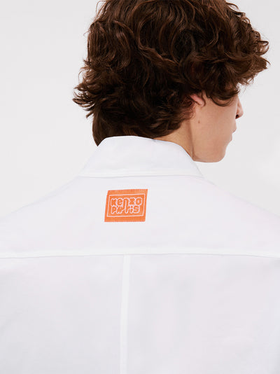 Kenzo Elephant Logo Kimono Short Sleeve Shirt White