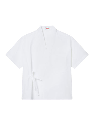 Kenzo Elephant Logo Kimono Short Sleeve Shirt White