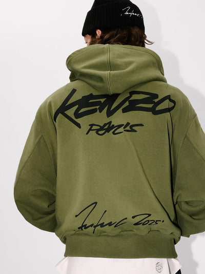 Gots Kenzo Futura Boxy Full-Zip Hoodie Khaki