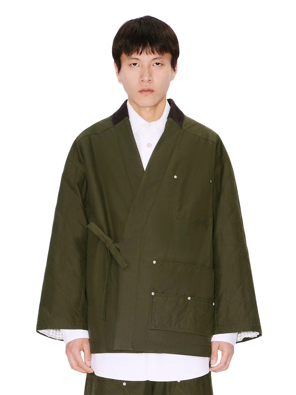 Kenzo Weave Kimono Coat Dark Khaki