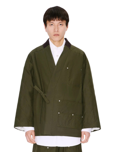 Kenzo Weave Kimono Coat Dark Khaki