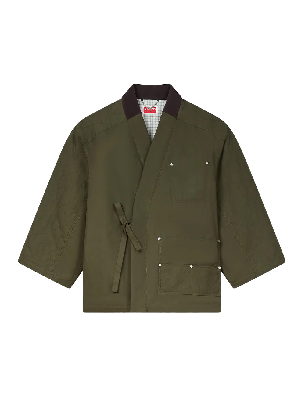 Kenzo Weave Kimono Coat Dark Khaki