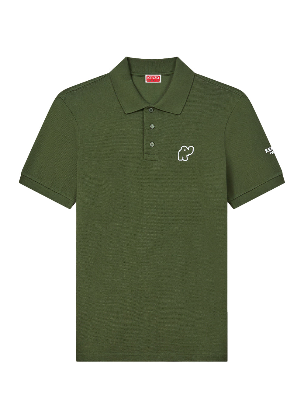 Gots Kenzo Elephant Logo Embroidered Slim Polo Olive