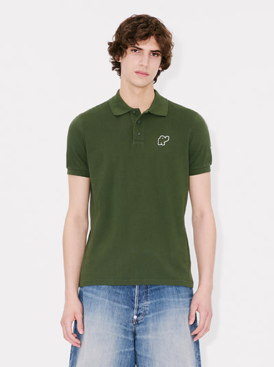 Gots Kenzo Elephant Logo Embroidered Slim Polo Olive