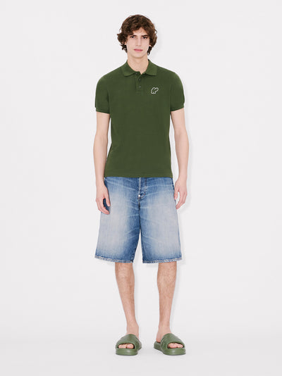 Gots Kenzo Elephant Logo Embroidered Slim Polo Olive