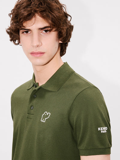 Gots Kenzo Elephant Logo Embroidered Slim Polo Olive