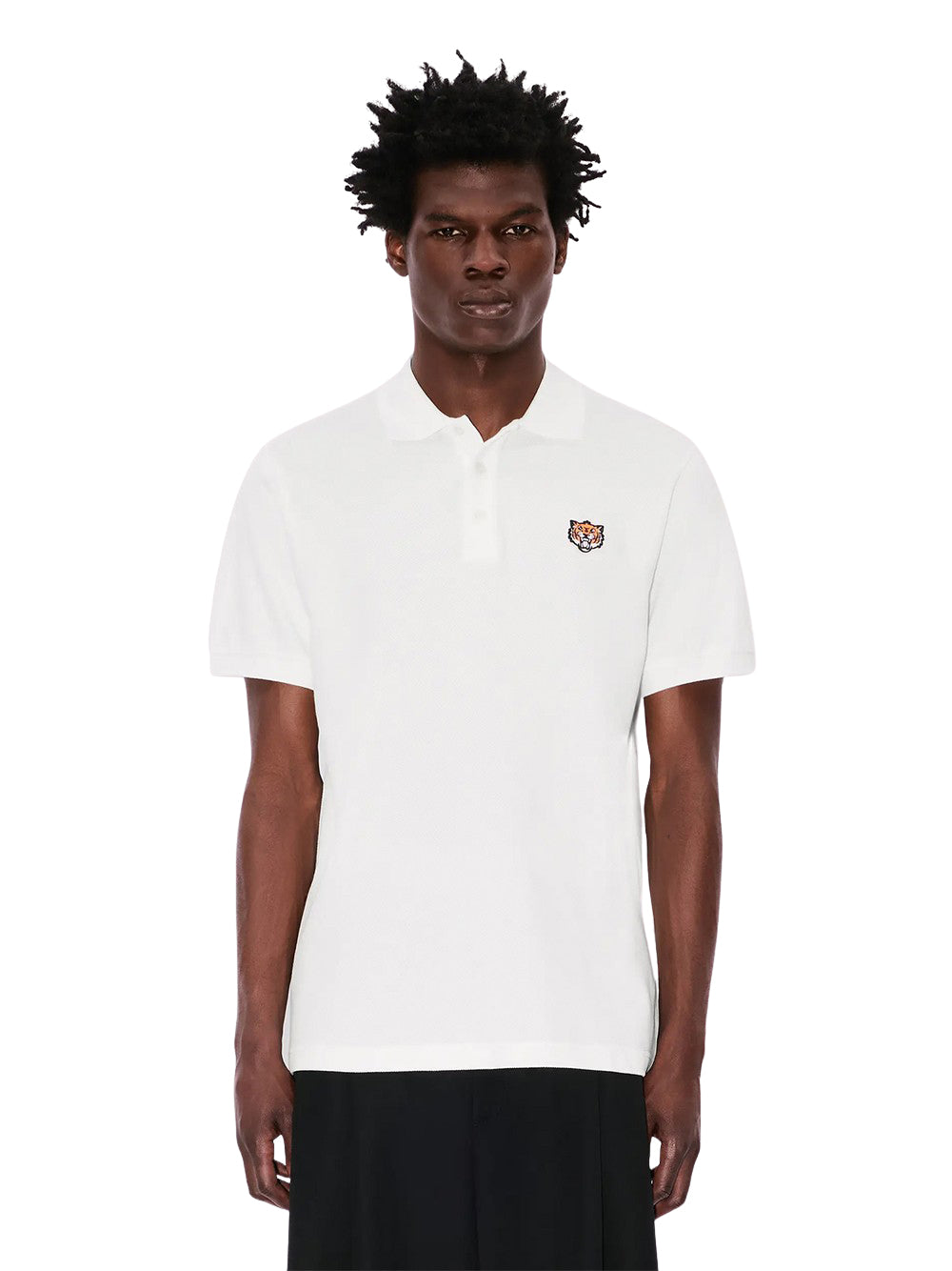 Gots Kenzo Happy Tiger Embroidered Slim Polo Off White