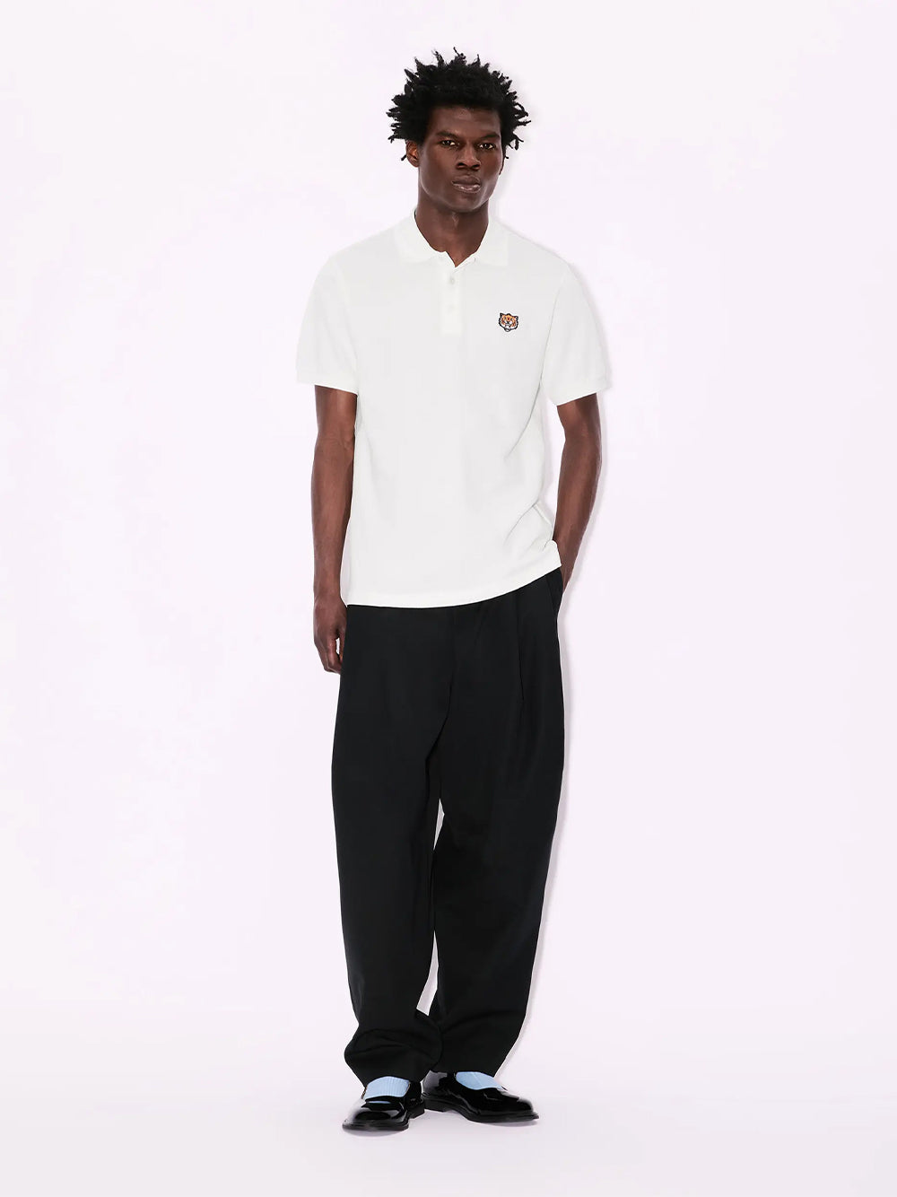 Gots Kenzo Happy Tiger Embroidered Slim Polo Off White