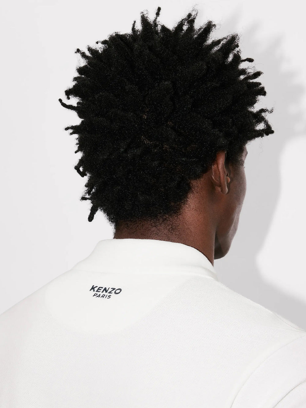 Gots Boke Flower Embroidered Slim Polo Off White