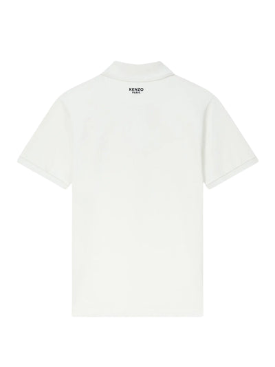 Gots Boke Flower Embroidered Slim Polo Off White