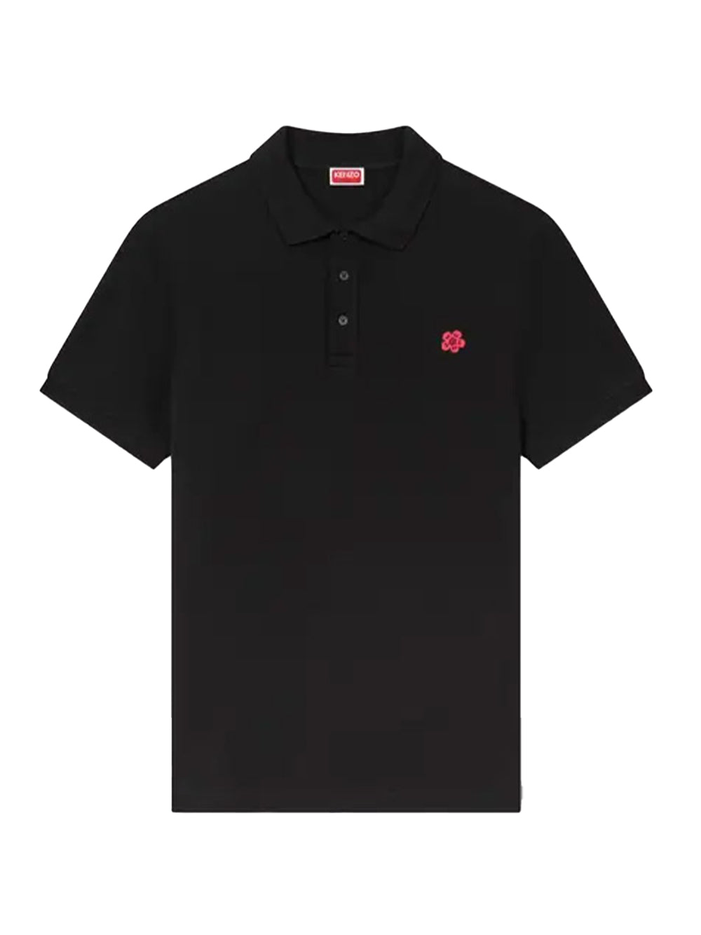 Gots Boke Flower Embroidered Slim Polo  Black