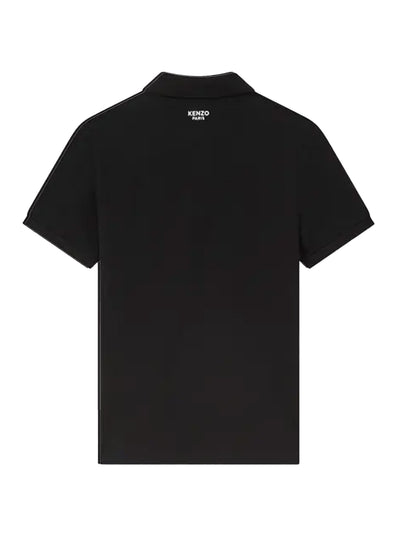 Gots Boke Flower Embroidered Slim Polo  Black