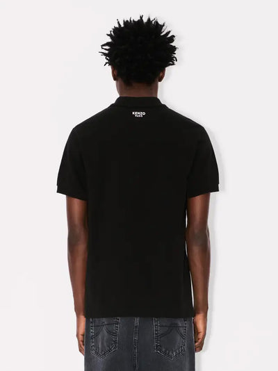 Gots Boke Flower Embroidered Slim Polo  Black