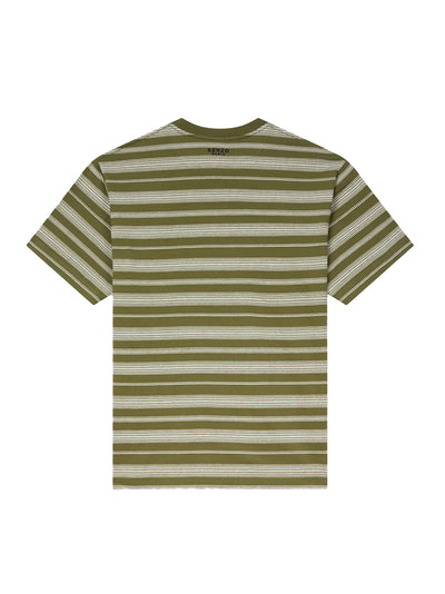 Gots Boke Flower Striped Embroidered Classic T-Shi Khaki