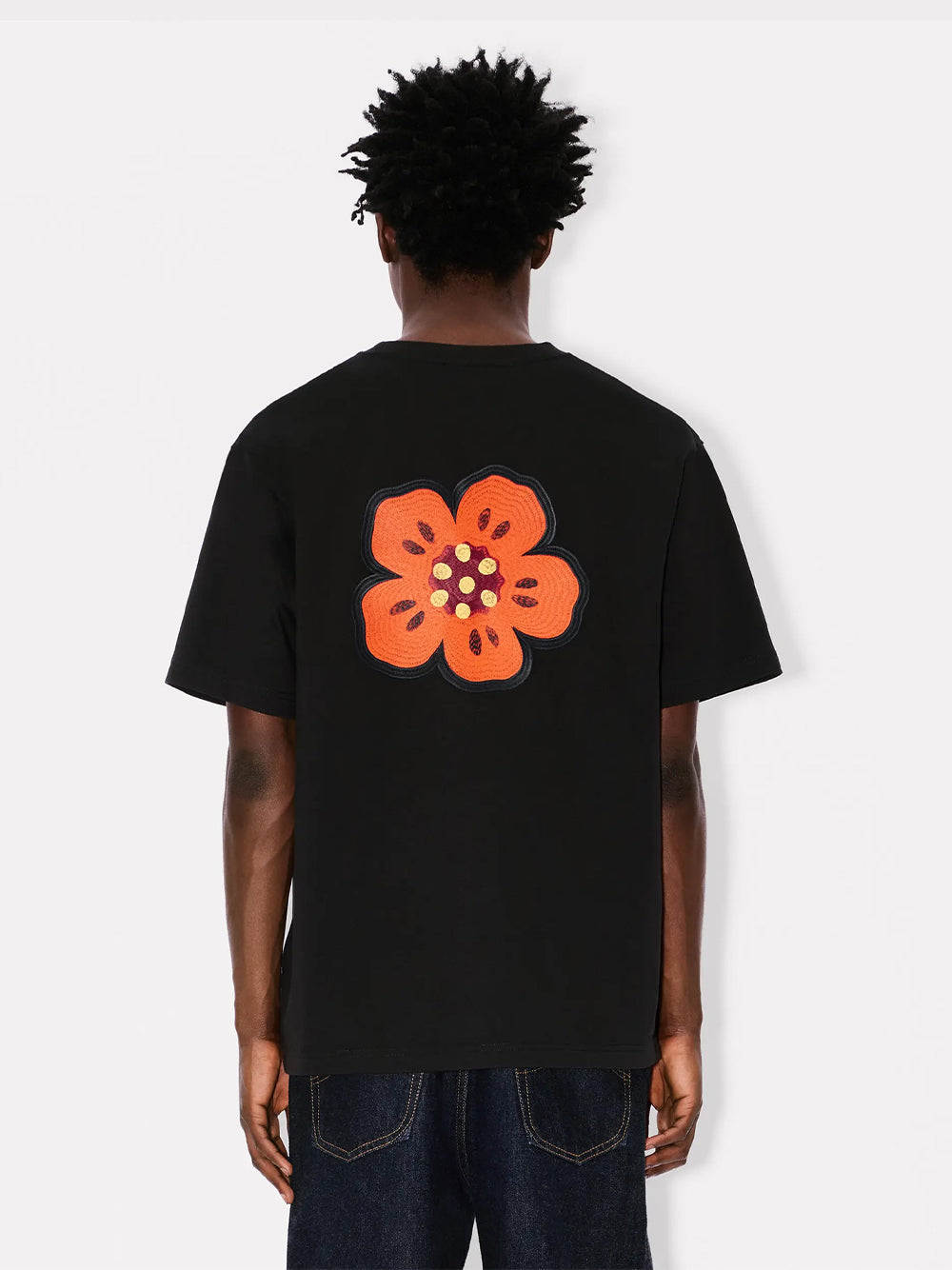 Gots Boke Flower Embroidered Oversize T-Shirt Black