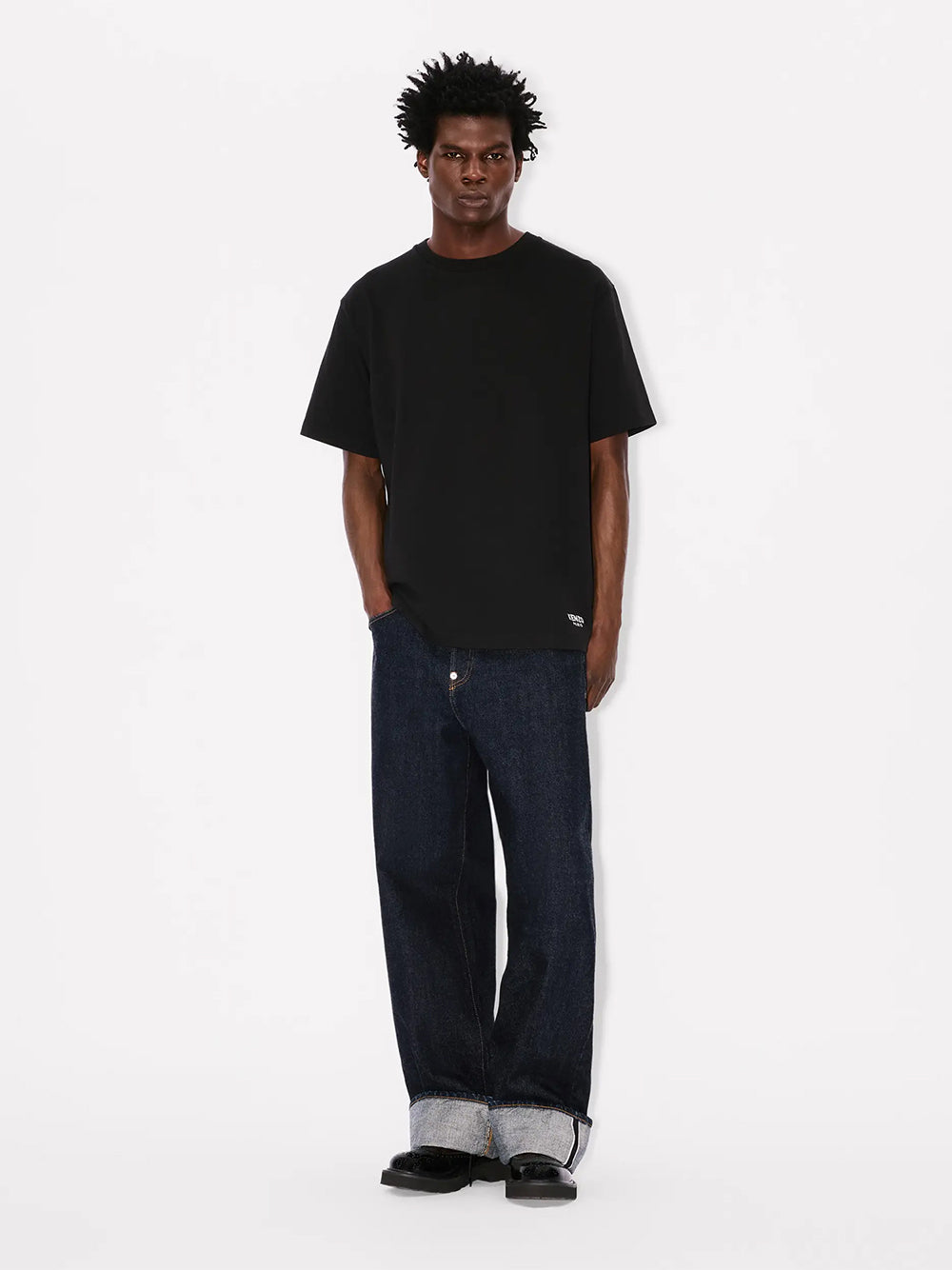 Gots Boke Flower Embroidered Oversize T-Shirt Black
