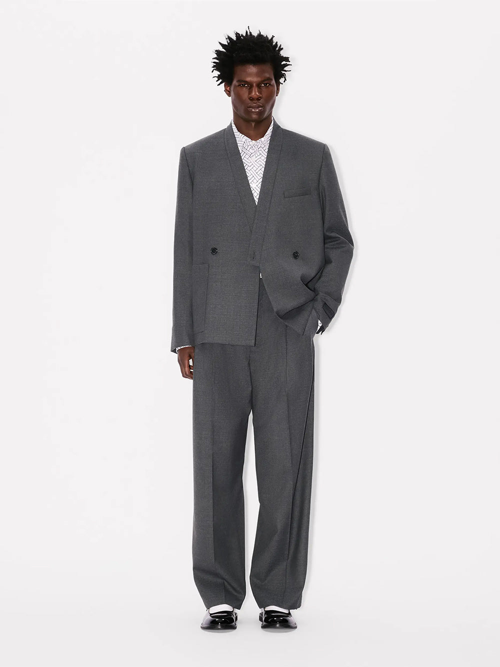 Kenzo Weave Adjusted Kimono Tailored Jacket Taupe