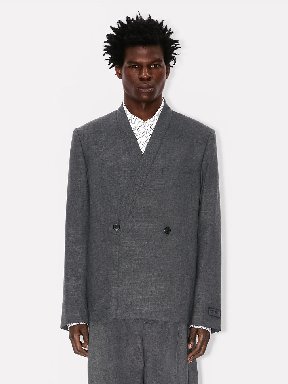 Kenzo Weave Adjusted Kimono Tailored Jacket Taupe