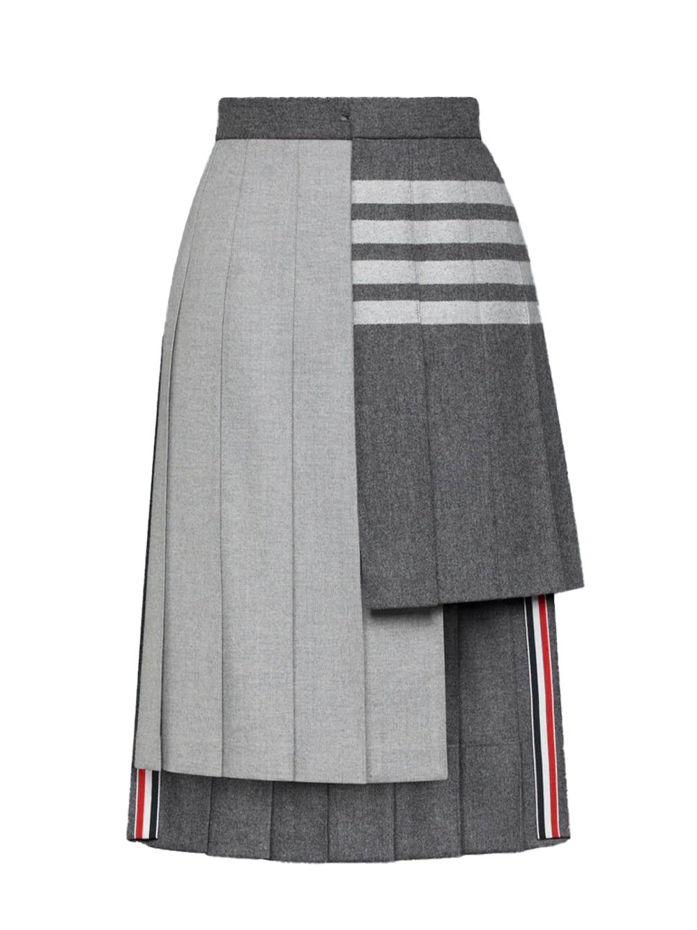 Wool Flannel 4-Bar Pleated Skirt Medium Grey