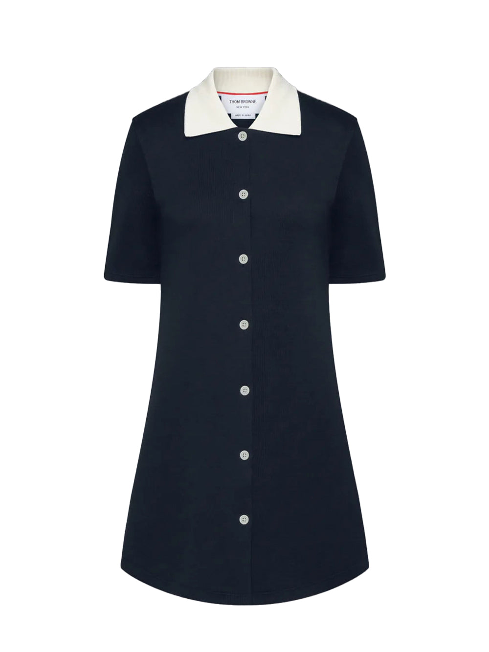 Solid Double Face Knit Polo Dress Navy