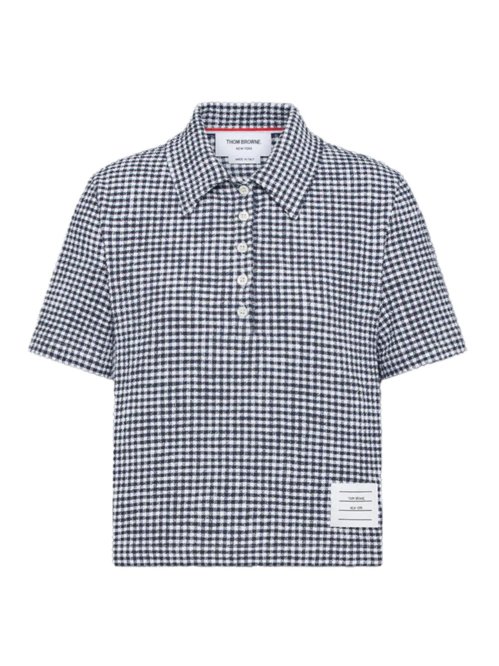 Gingham Cotton Tweed Polo Navy