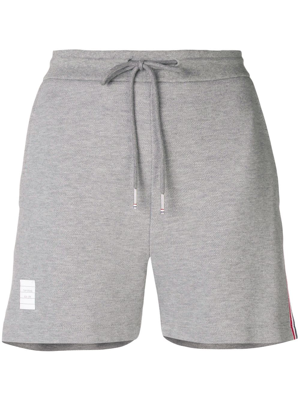 Mid-Thigh Shorts W/ Rwb Side Stripe In Classic Pique Light Grey