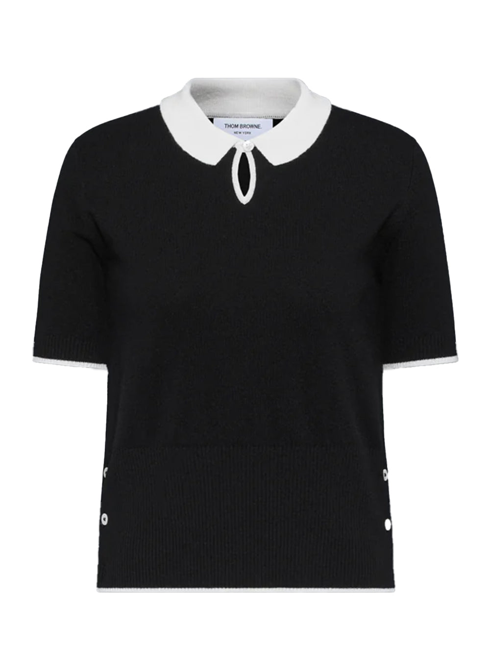 Jersey Stitch Cashmere Polo Black