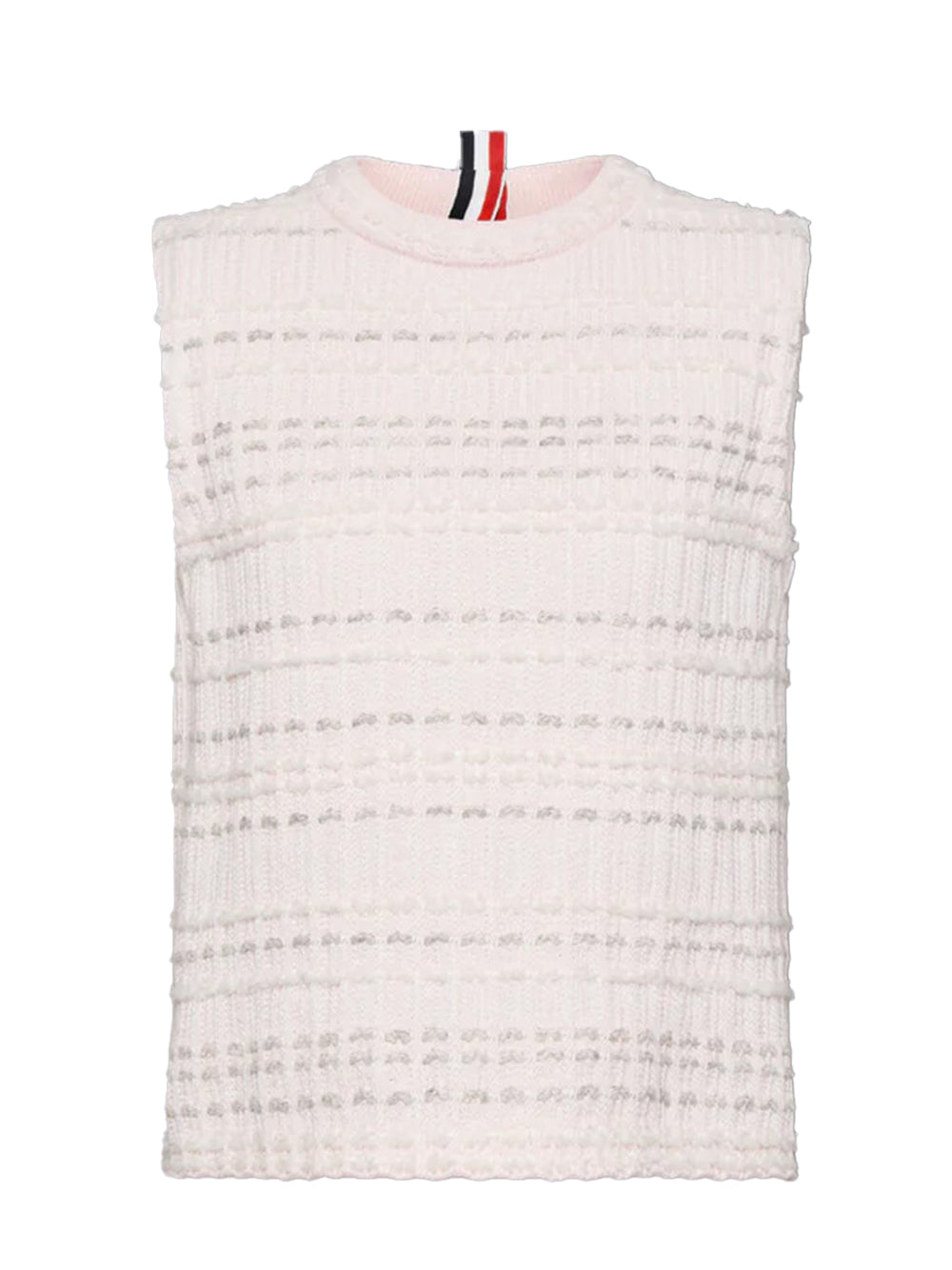Seersucker Knit Tweed Jacquard Shell Top Light Pink