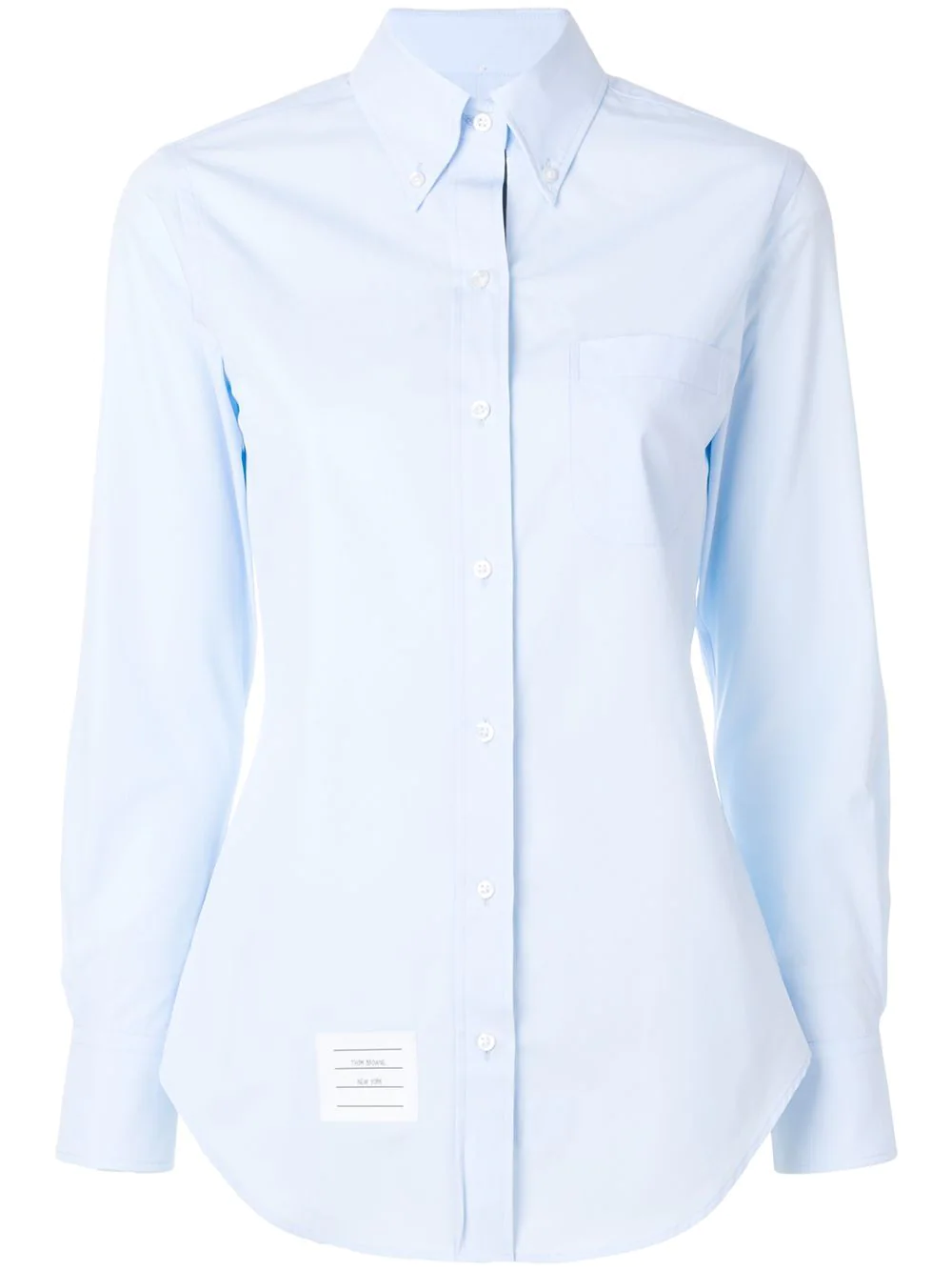 Classic Point Collar Shirt W/ Rwb Grosgrain Placket In Solid Poplin Light Blue