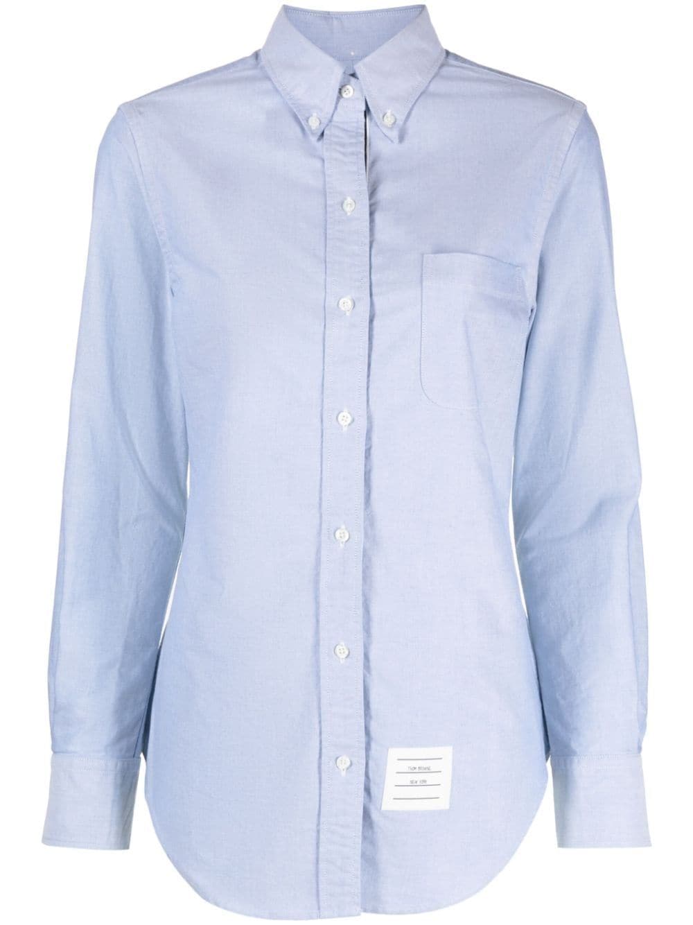 Classic Point Collar Shirt W/ Rwb Grosgrain Placket In Oxford Light Blue