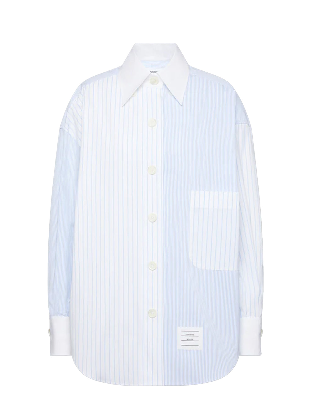 Poplin Pinstripe Funmix Micro University Striped Supersized Long Sleeve Shirt Light Blue