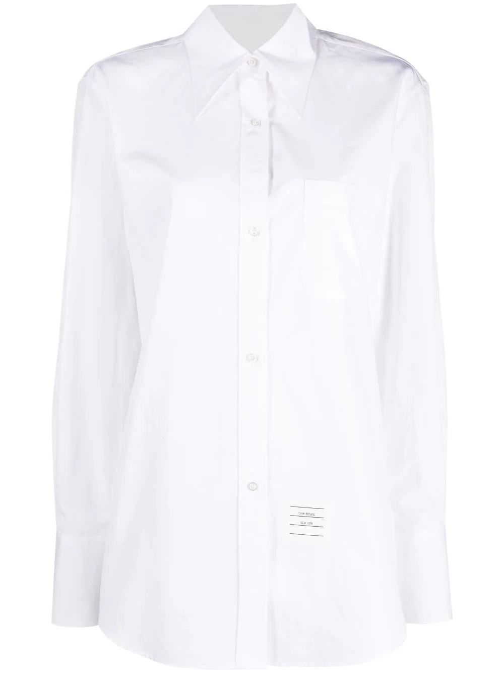 Exaggerated Easy Fit Point Collar Shirt In Poplin White