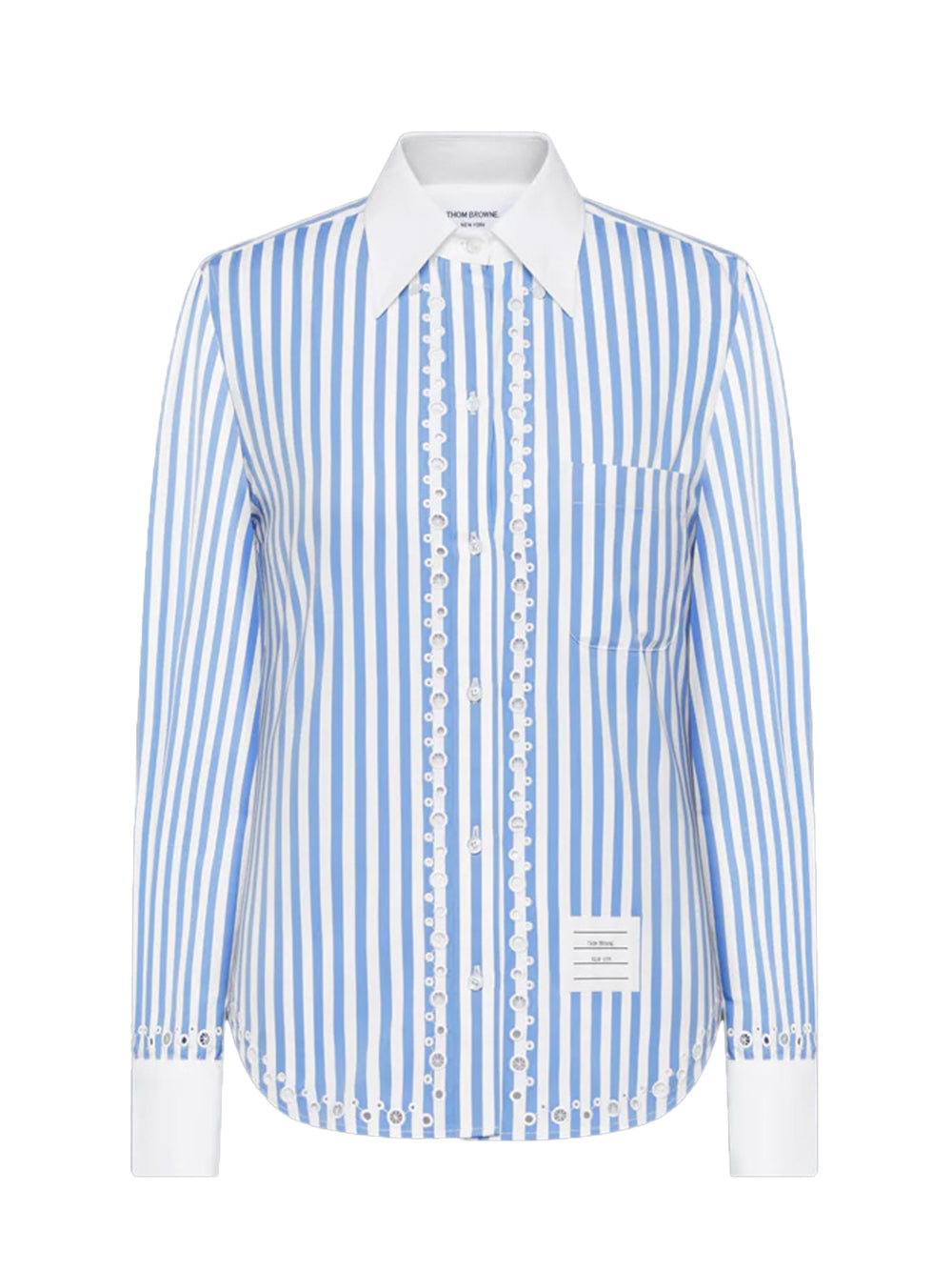 Awning Striped Poplin Classic Long Sleeve Shirt White