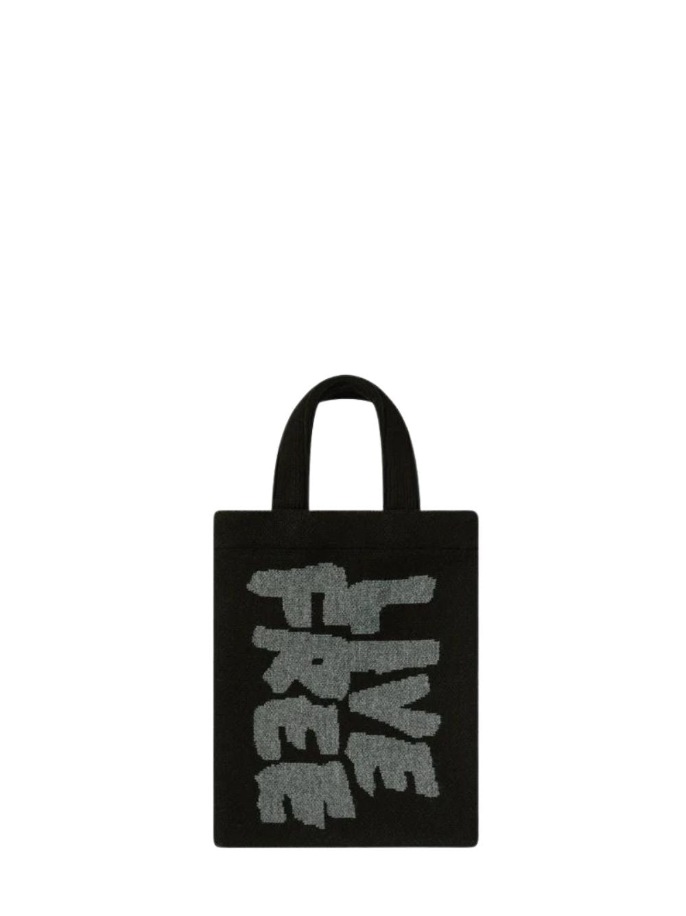 Jacquard Knit Bag "Live Free" Black