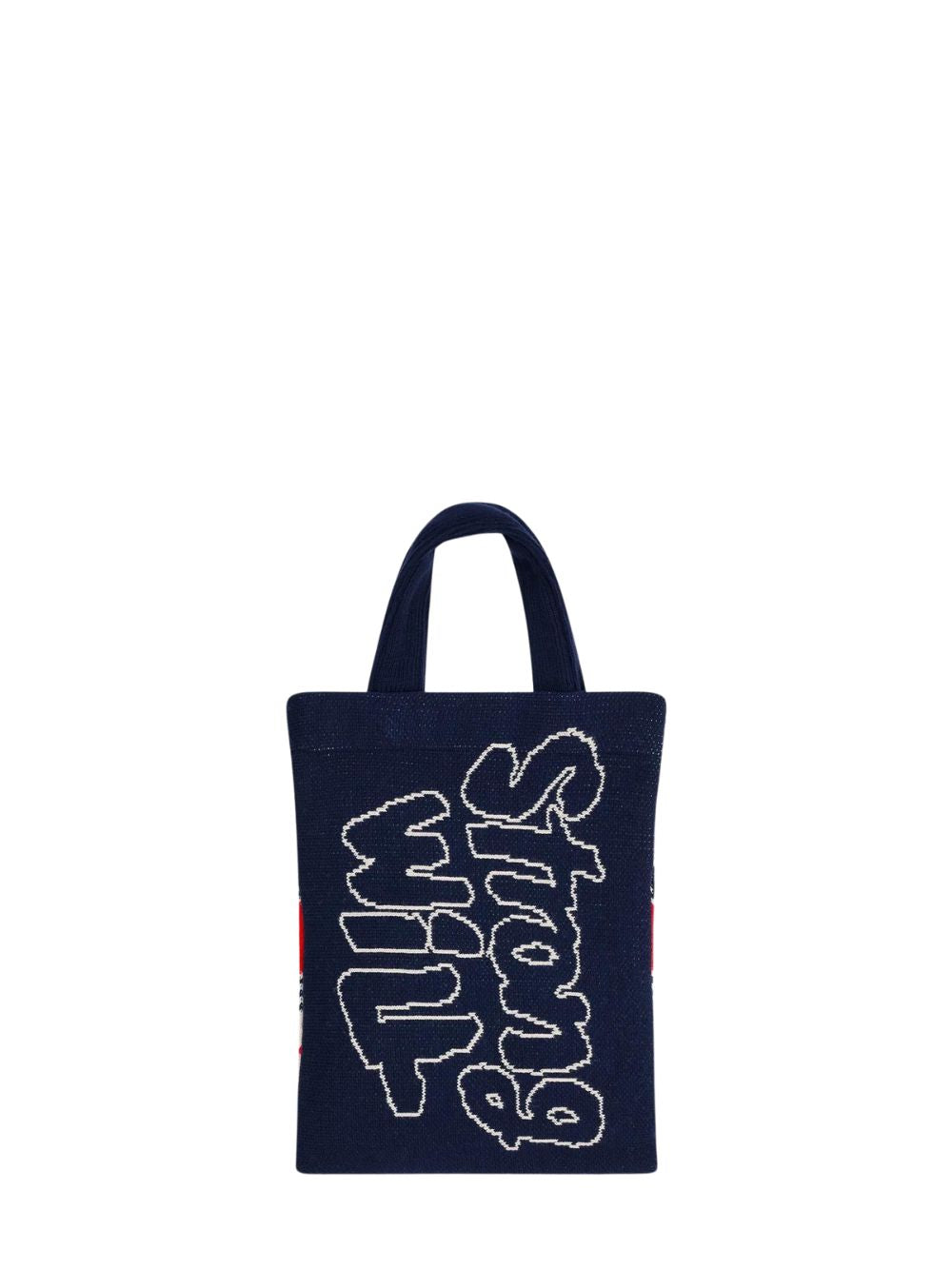 Jacquard Knit Bag "Strong Will" Navy