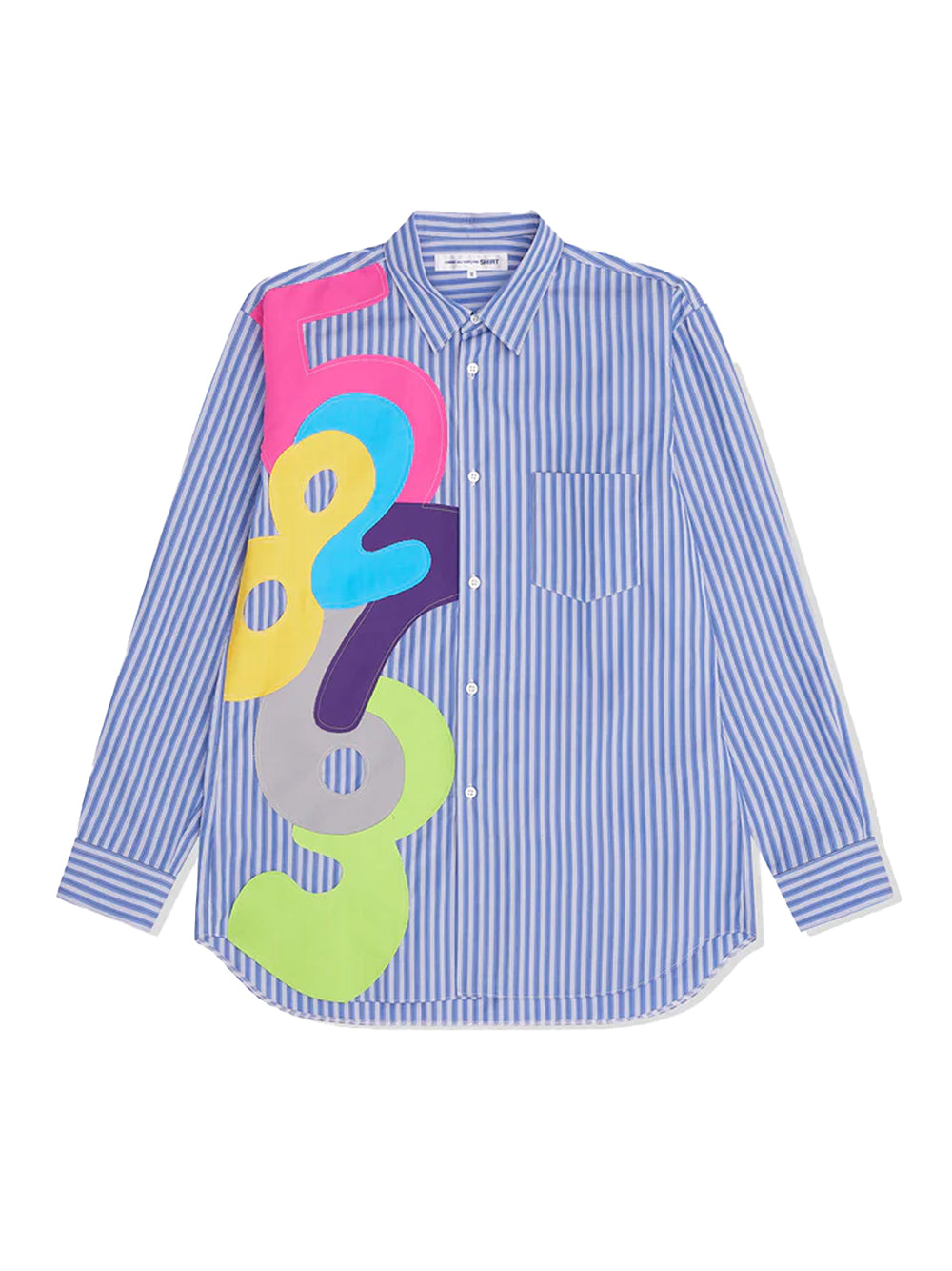 Men's Striped Numbers Shirt Blue Stripe/mix