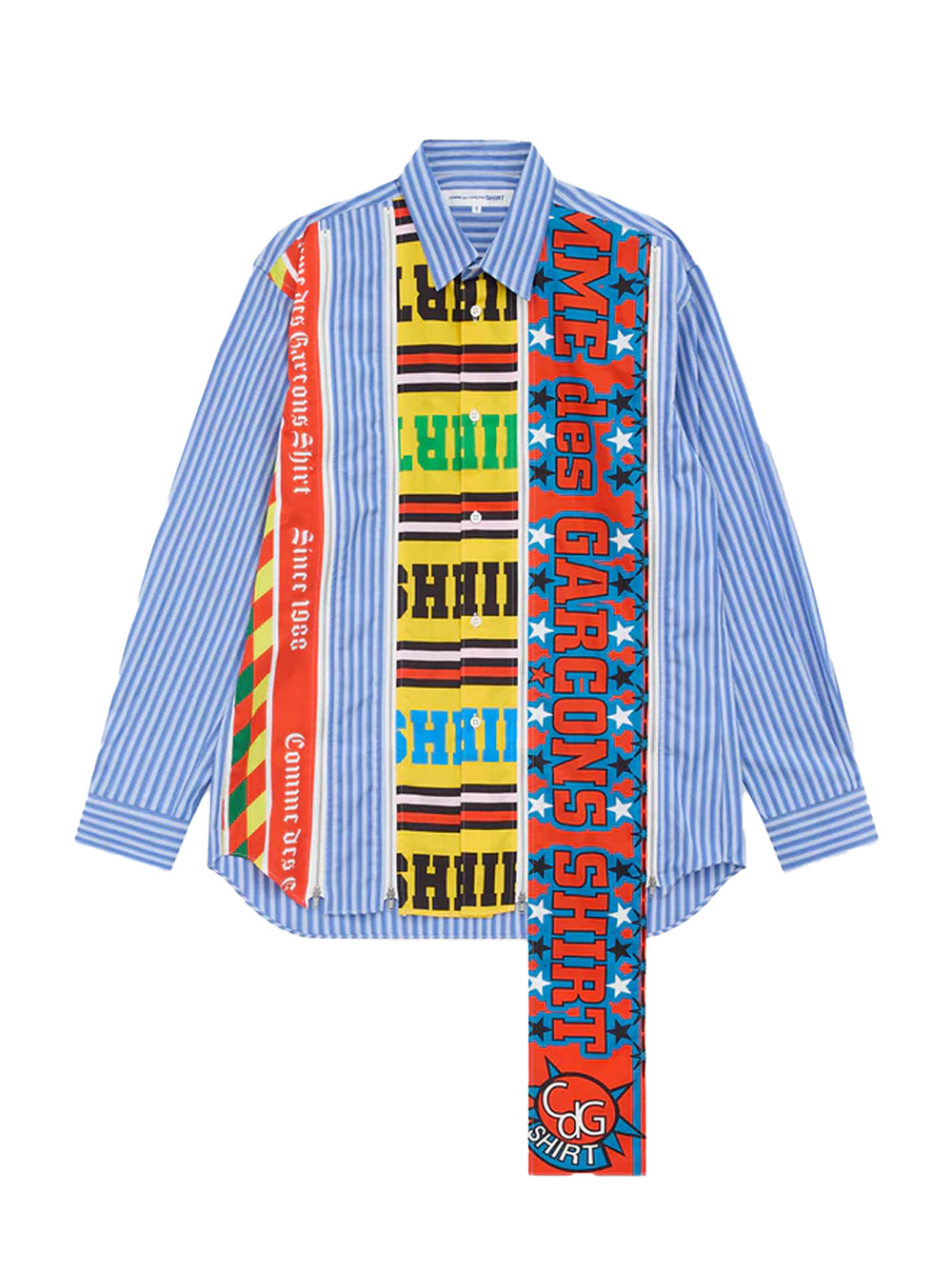 Men's Zip Football Scarf Shirt Blue/Multi Stripe/mix