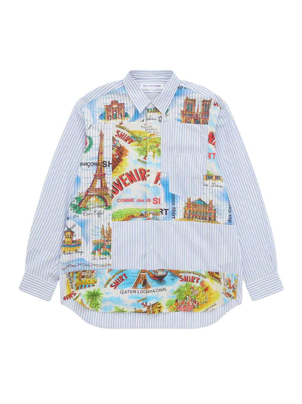Men's Patchwork Landmark Shirt Blue