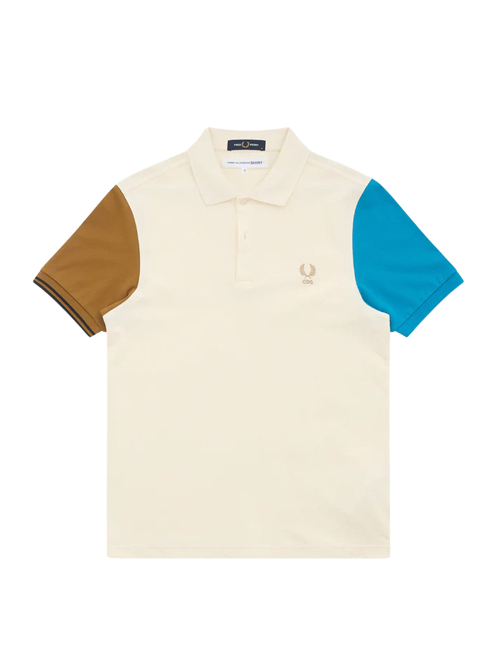 Men's Fred Perry Short Sleeve Polo Shirt Ecru/Camel/Cyan