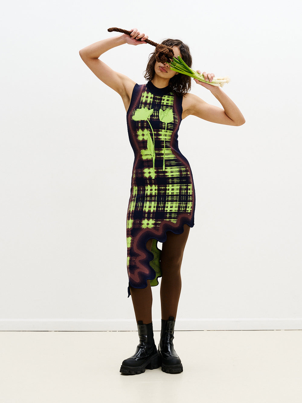 Brooklyn Wavy Dress Neon Lime