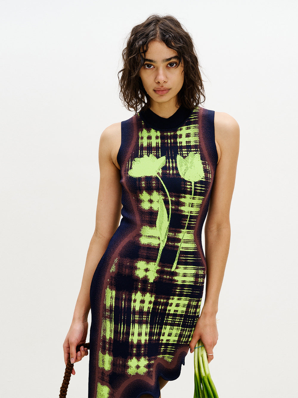 Brooklyn Wavy Dress Neon Lime