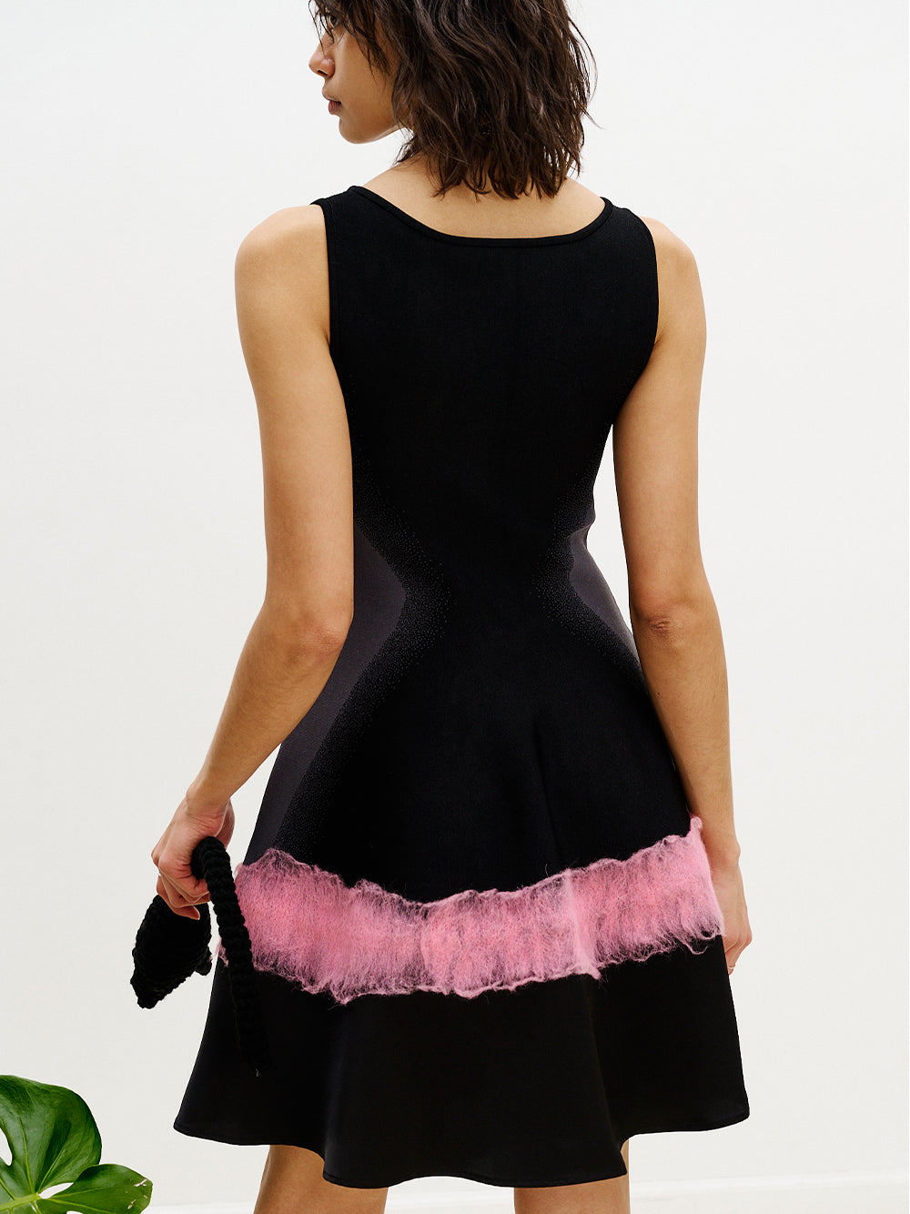 Senna Needle Punch Mini Dress Pink & Black