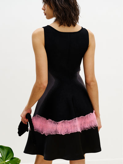 Senna Needle Punch Mini Dress Pink & Black